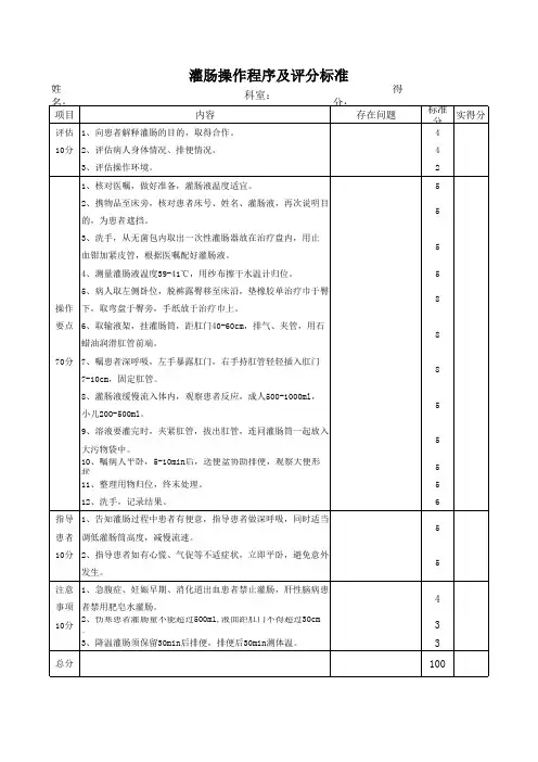 灌肠评分标准