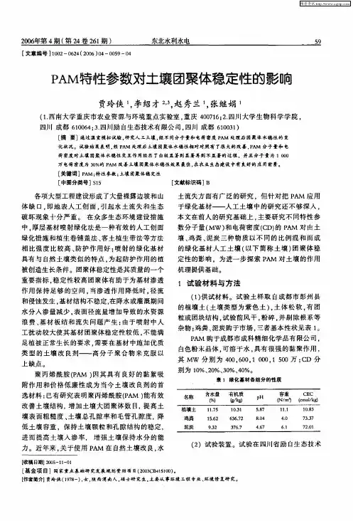 PAM特性参数对土壤团聚体稳定性的影响