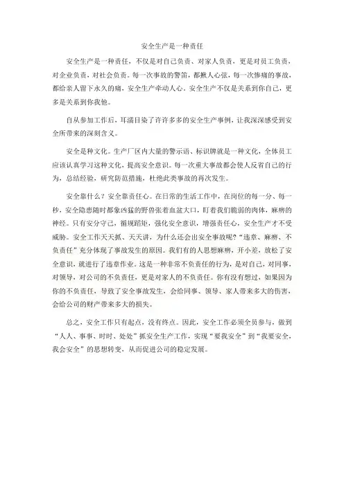 安全生产是一种责任