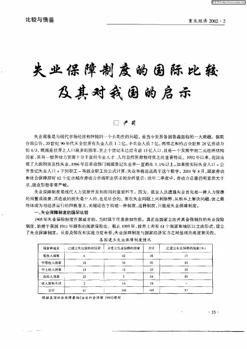 失业保障制度的国际比较及其对我国的启示