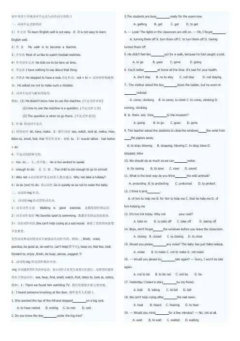 初中英语八年级动词不定式与动名词专项练习(可编辑修改word版)