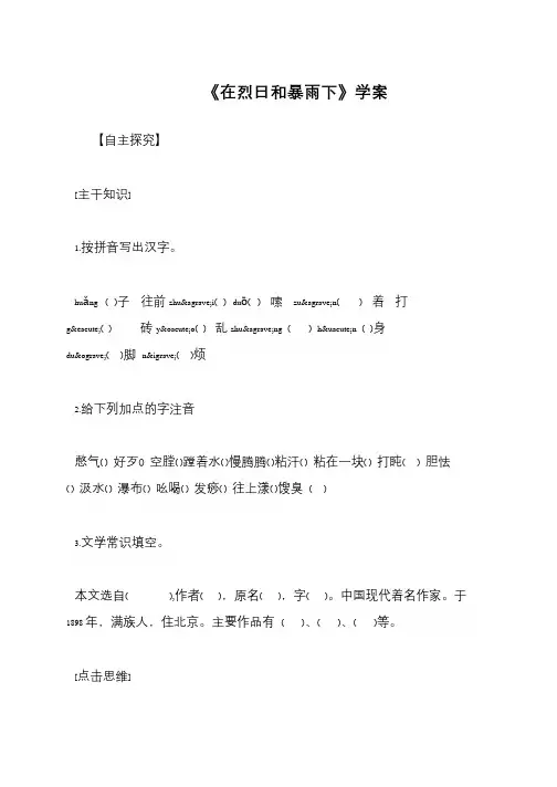 《在烈日和暴雨下》学案