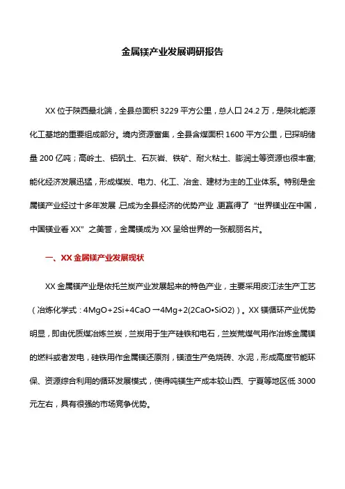 调研报告：金属镁产业发展调研报告