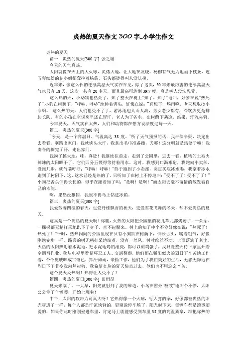 炎热的夏天作文300字_小学生作文