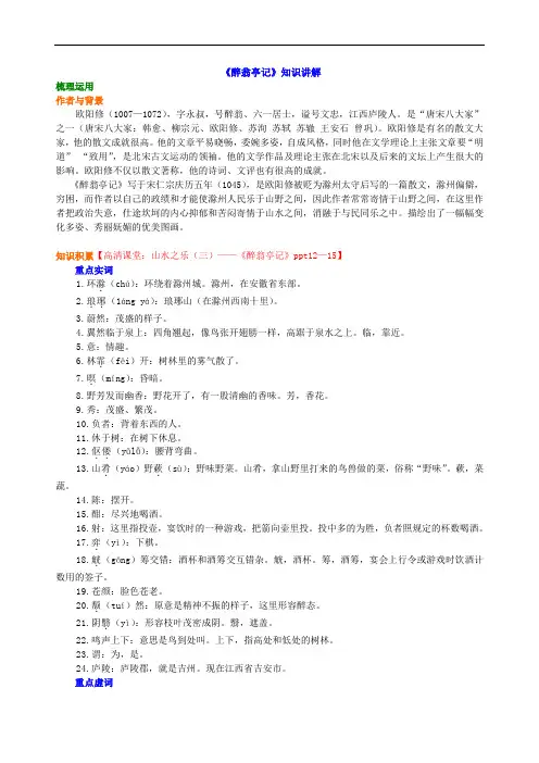 初二语文人教版经典《醉翁亭记》知识讲解