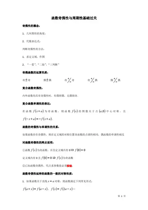 函数的奇偶性与周期性专题