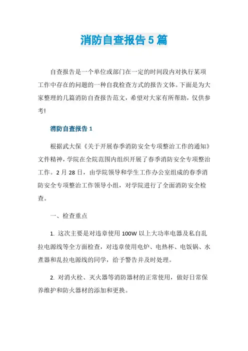 消防自查报告5篇