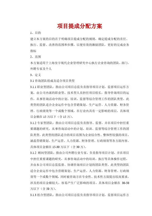 项目提成分配方案