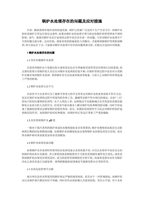 锅炉水处理存在的问题及应对措施