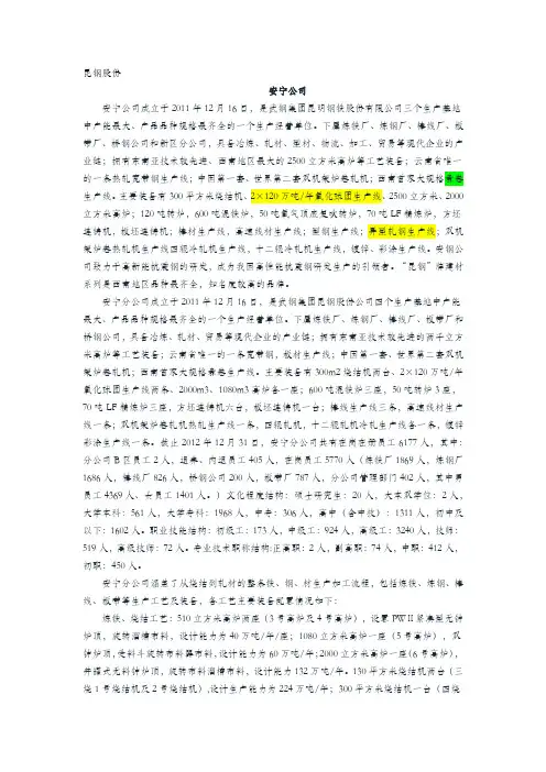 昆钢股份下各分公司概况