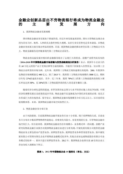 中国物流金融市场前瞻与投资战略规划分析报告