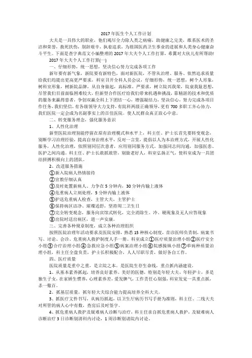 医生个人工作计划