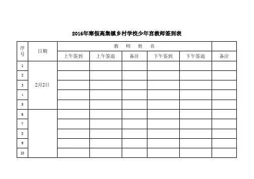 少年宫活动辅导教师签到表