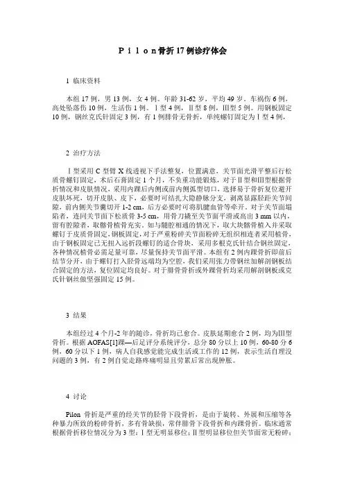 Pilon骨折17例诊疗体会