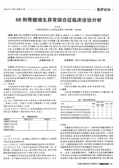 68例骨髓增生异常综合征临床诊治分析
