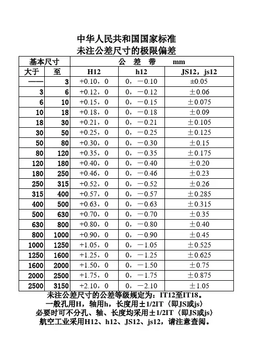未注公差尺寸