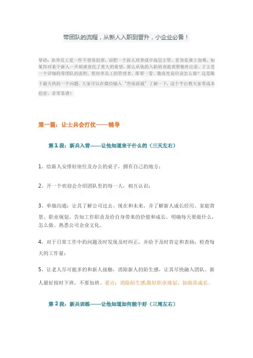 带团队的流程,从新人入职到晋升,小企业必备!