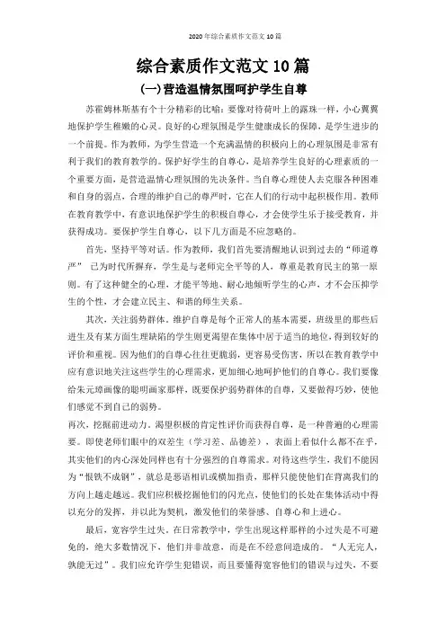 2020年综合素质作文范文10篇