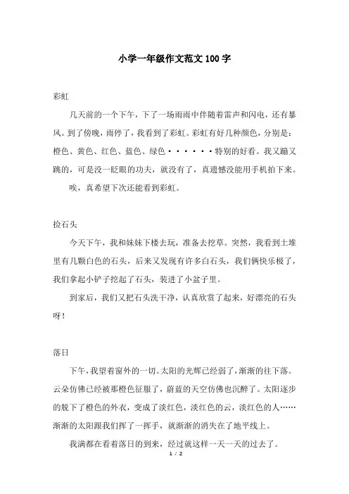 小学一年级作文范文100字