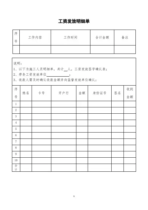 工资发放明细表