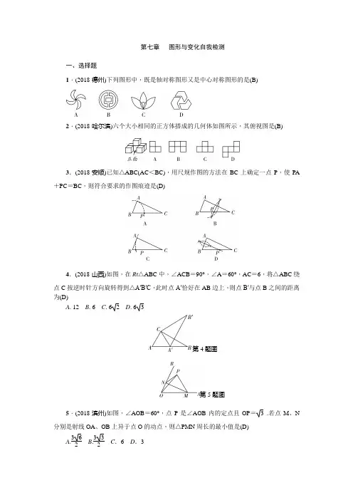 中考数学第七章 图形与变化自我检测