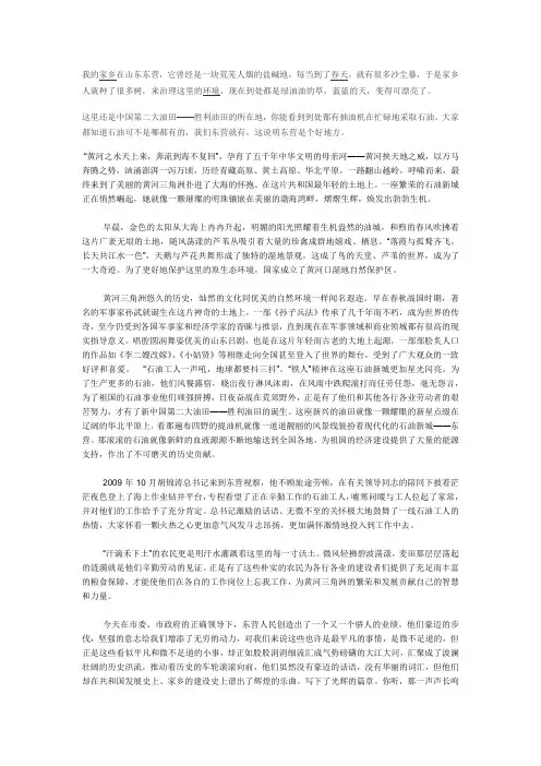 我的家乡在山东东营资料