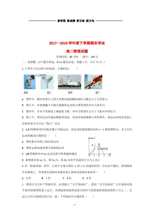 高二物理下学期期末考试试题 新 人教版