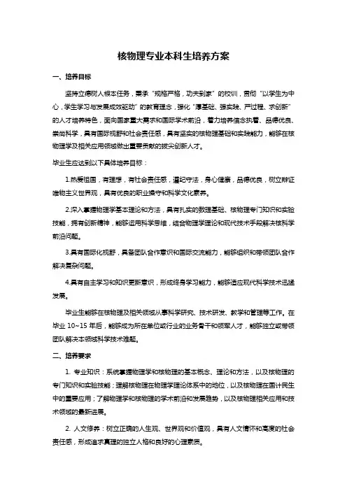 核物理专业本科生培养方案