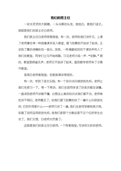 写人作文：我们的班主任作文400字