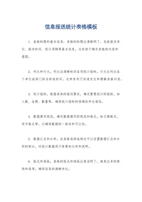 信息报送统计表格模板