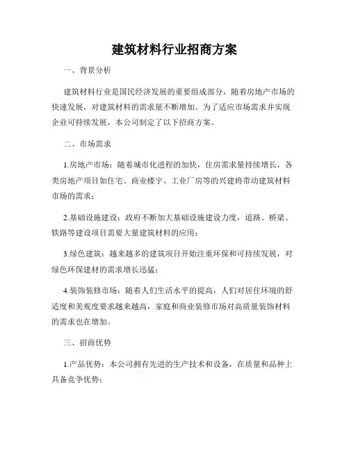 建筑材料行业招商方案