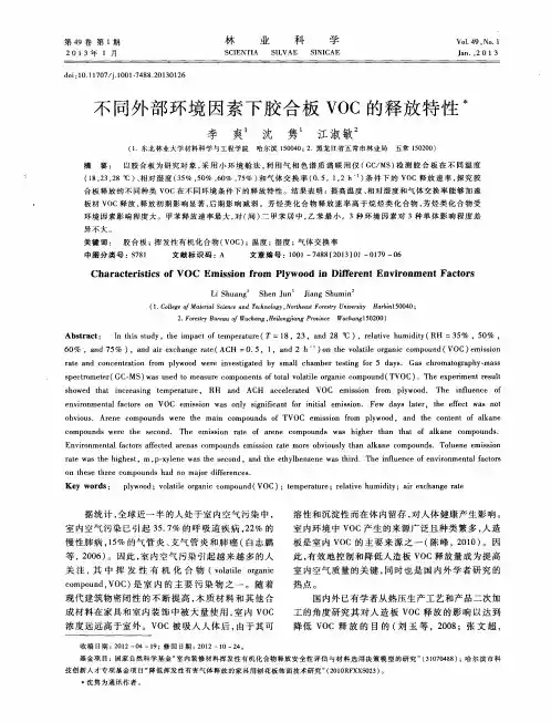 不同外部环境因素下胶合板VOC的释放特性