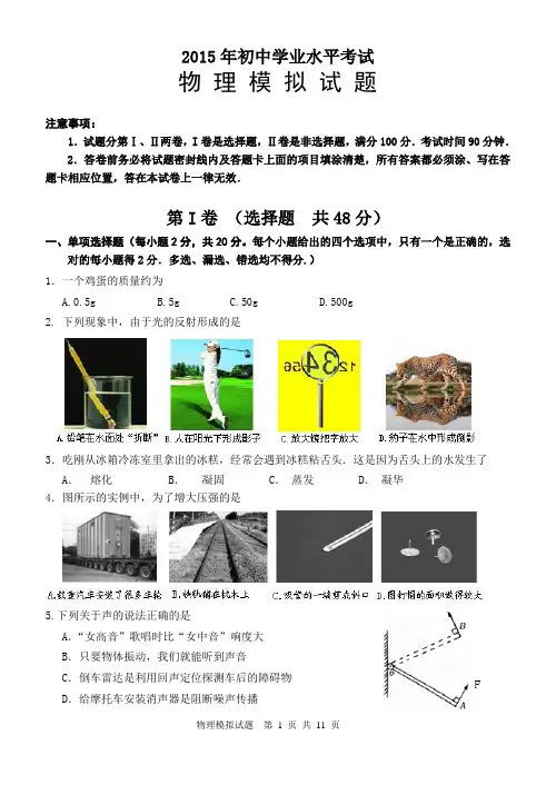 16k 2015年初中学业水平考试物理模拟试题