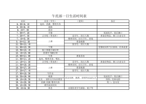 午托部一日生活时间表