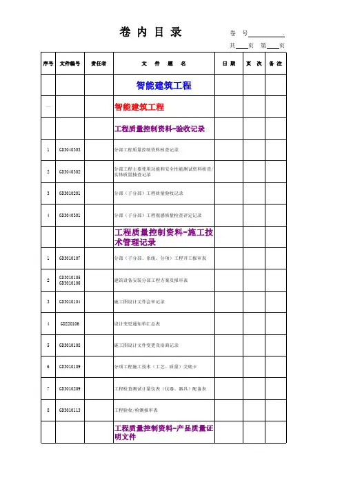 广东省统表-弱电智能工程目录含说明