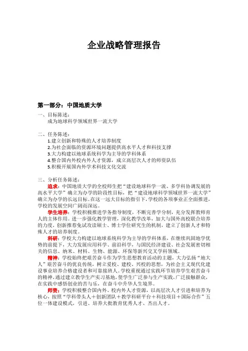 企业战略管理报告