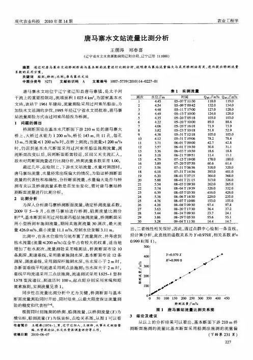 唐马寨水文站流量比测分析
