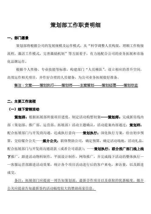 策划部门职责