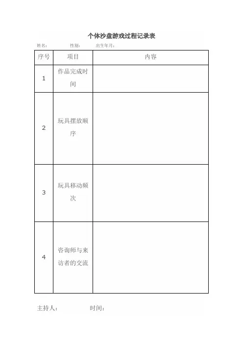 个体沙盘游戏过程记录表