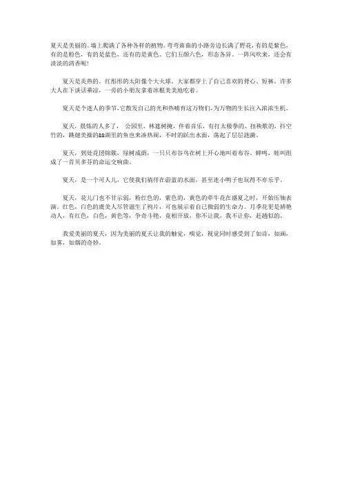 夏天作文500字：美丽的夏天