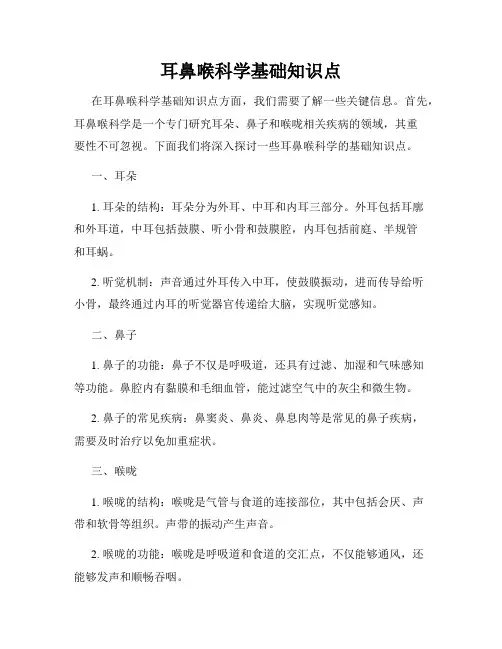 耳鼻喉科学基础知识点