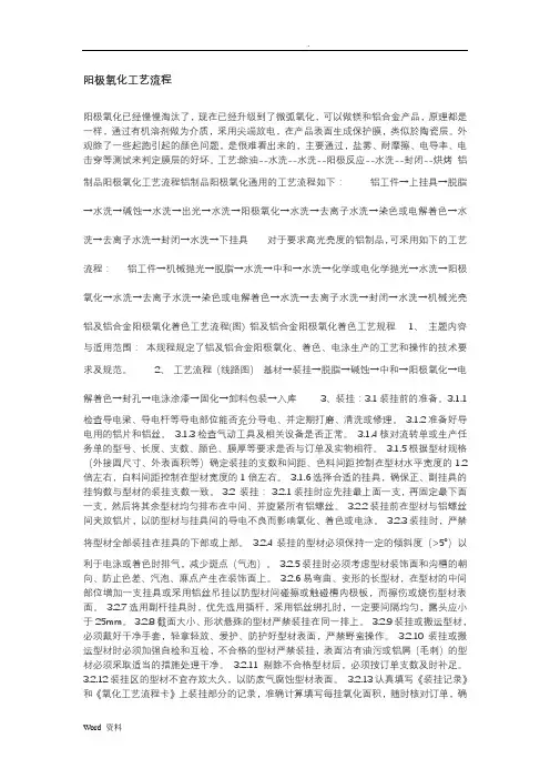 阳极氧化工艺流程