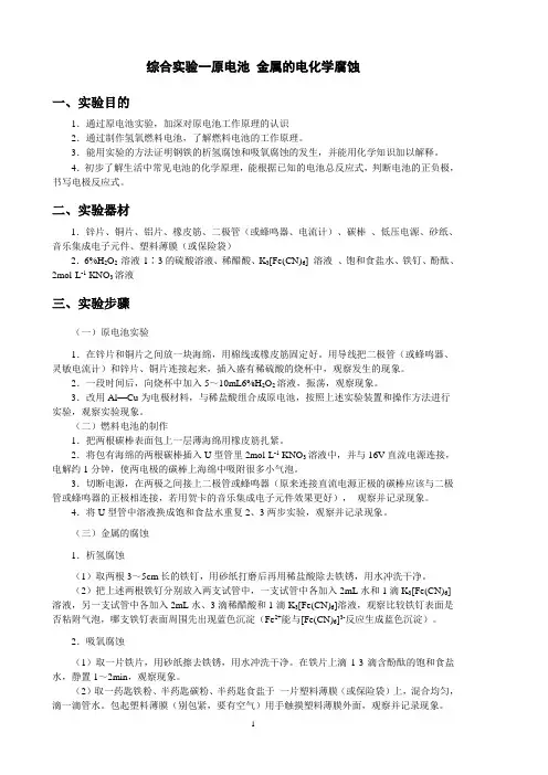 原电池金属的电化学腐蚀实验设计