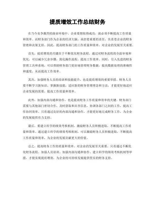 提质增效工作总结财务
