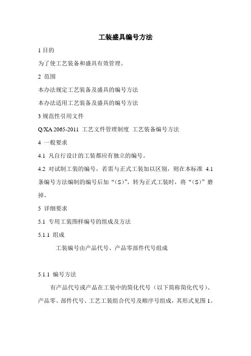 工装盛具编号方法