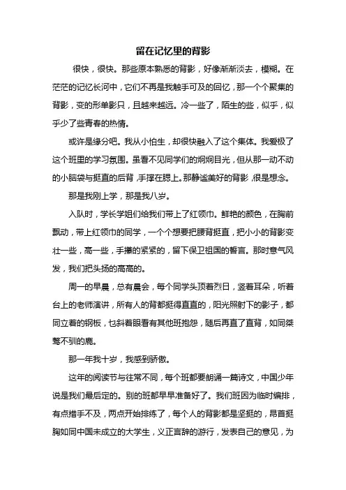 初三作文：留在记忆里的背影作文800字