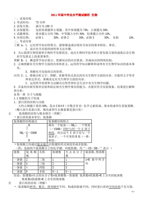 2011年高中生物_学业水平考试知识点总结(1)