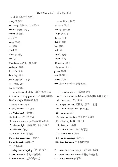 Unit2What a day! 单元知识整理