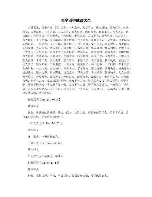 夫字四字成语大全