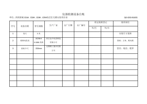 仪器检测设备台账